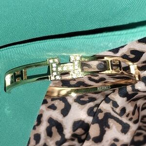 H Gold Bangle with Crystal Accents